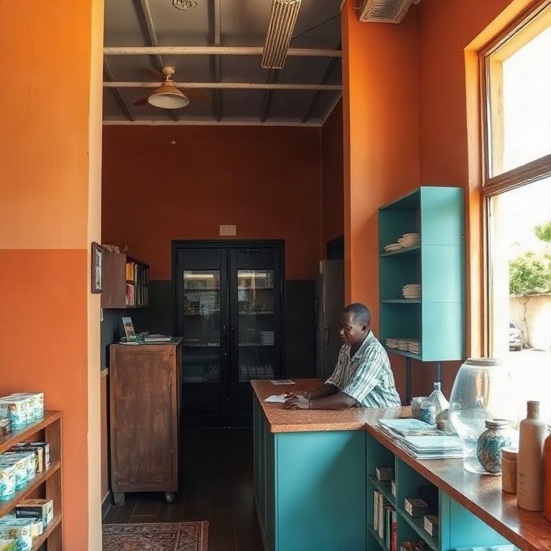Inside the Terrajpulse storefront, a staff member helping a customer at the counter